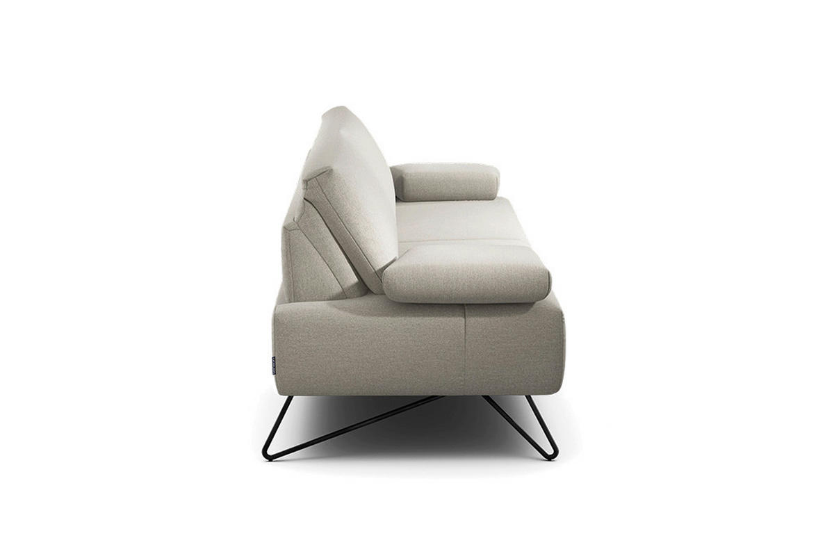 2,5-SITZER Chenille Naturfarben  - Schwarz/Naturfarben, Design, Textil/Metall (204-234/85/86-94cm) - SENSOO