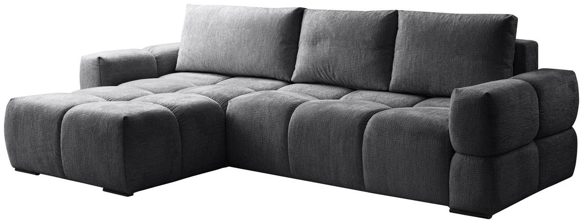ECKSOFA Anthrazit Chenille  - Anthrazit/Schwarz, Design, Textil/Metall (173/299cm) - Stylife