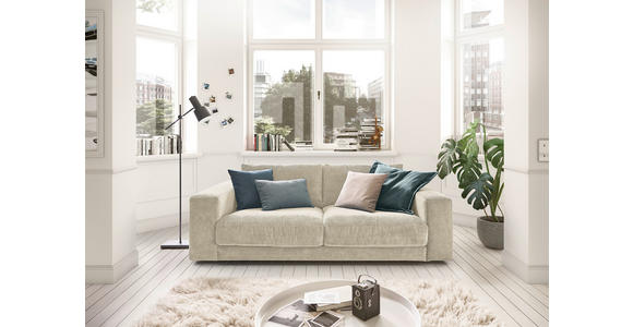 2-SITZER-SOFA in Cord Creme  - Creme/Schwarz, Design, Kunststoff/Textil (230/85/127cm) - Hom`in