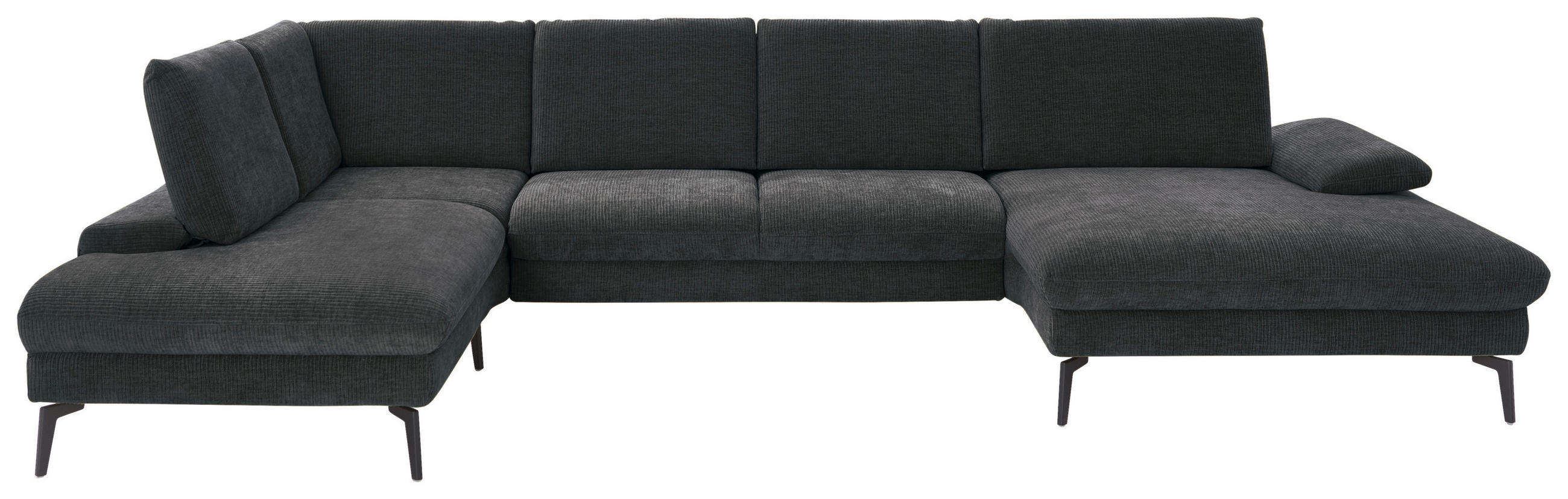 WOHNLANDSCHAFT in Webstoff Anthrazit  - Anthrazit/Schwarz, Design, Textil/Metall (208/354/157cm) - Dieter Knoll