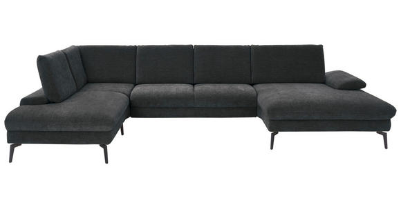 WOHNLANDSCHAFT in Webstoff Anthrazit  - Anthrazit/Schwarz, Design, Textil/Metall (208/354/157cm) - Dieter Knoll