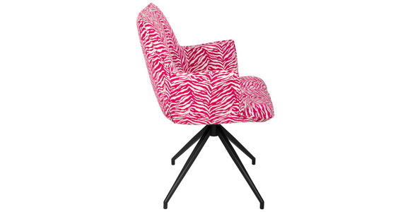 ARMLEHNSTUHL  Stoffauswahl, Sitzfläche 360° drehbar, automatische Rückholfunktion Jacquard  - Pink/Schwarz, Design, Textil/Metall (59/89,5/63cm) - Novel