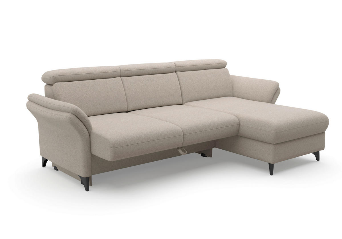 ECKSOFA Flachgewebe Taupe  - Taupe/Schwarz, Konventionell, Textil/Metall (253/166cm) - Sit & More
