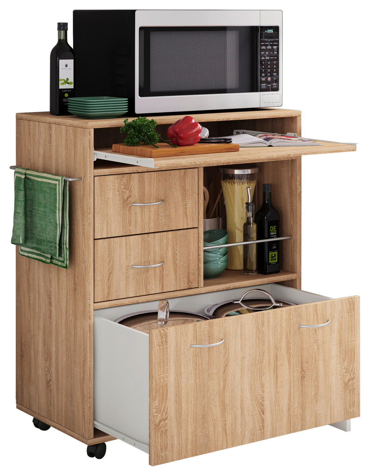 ALLZWECKWAGEN 70/40/86 cm  - Sonoma Eiche, Design, Holzwerkstoff/Kunststoff (70/40/86cm) - MID.YOU