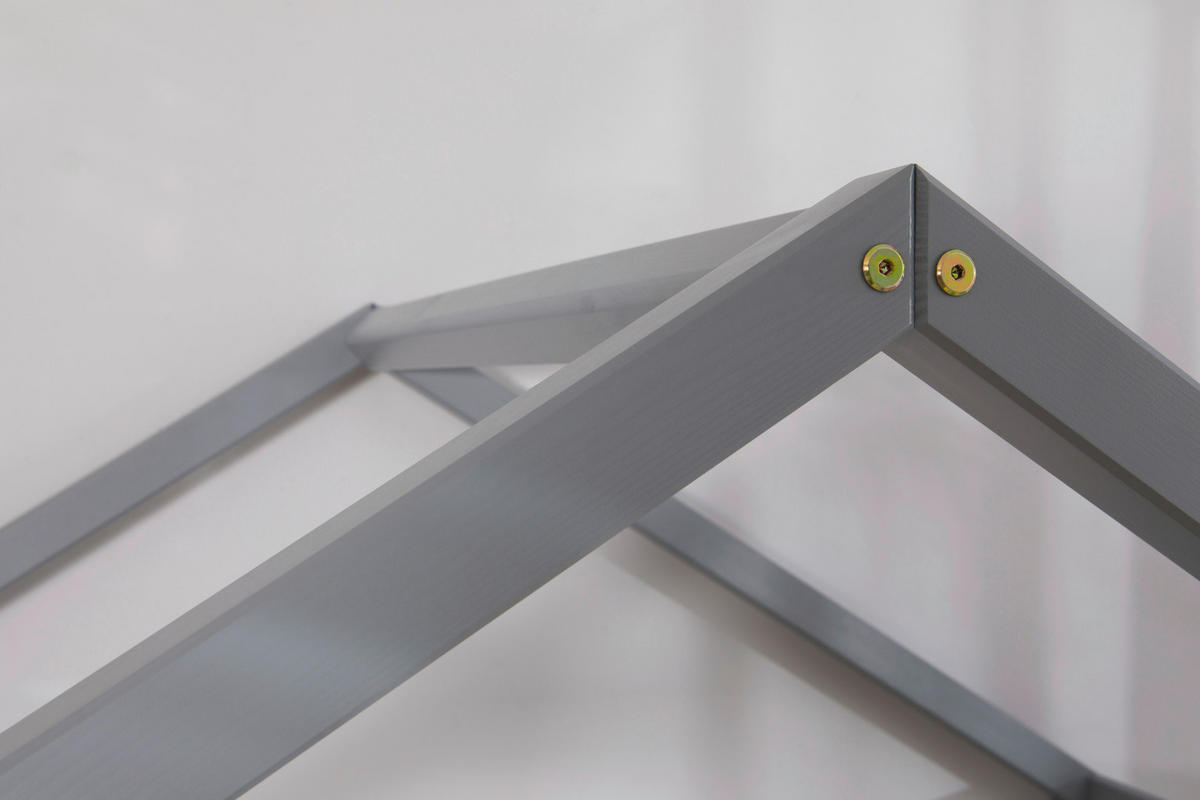 HAUSBETT  in Hellgrau, Absturzsicherung, Matratze, Rollrost, Bettkasten  - Hellgrau/Weiß, MODERN, Holz/Textil (90/200cm) - MID.YOU