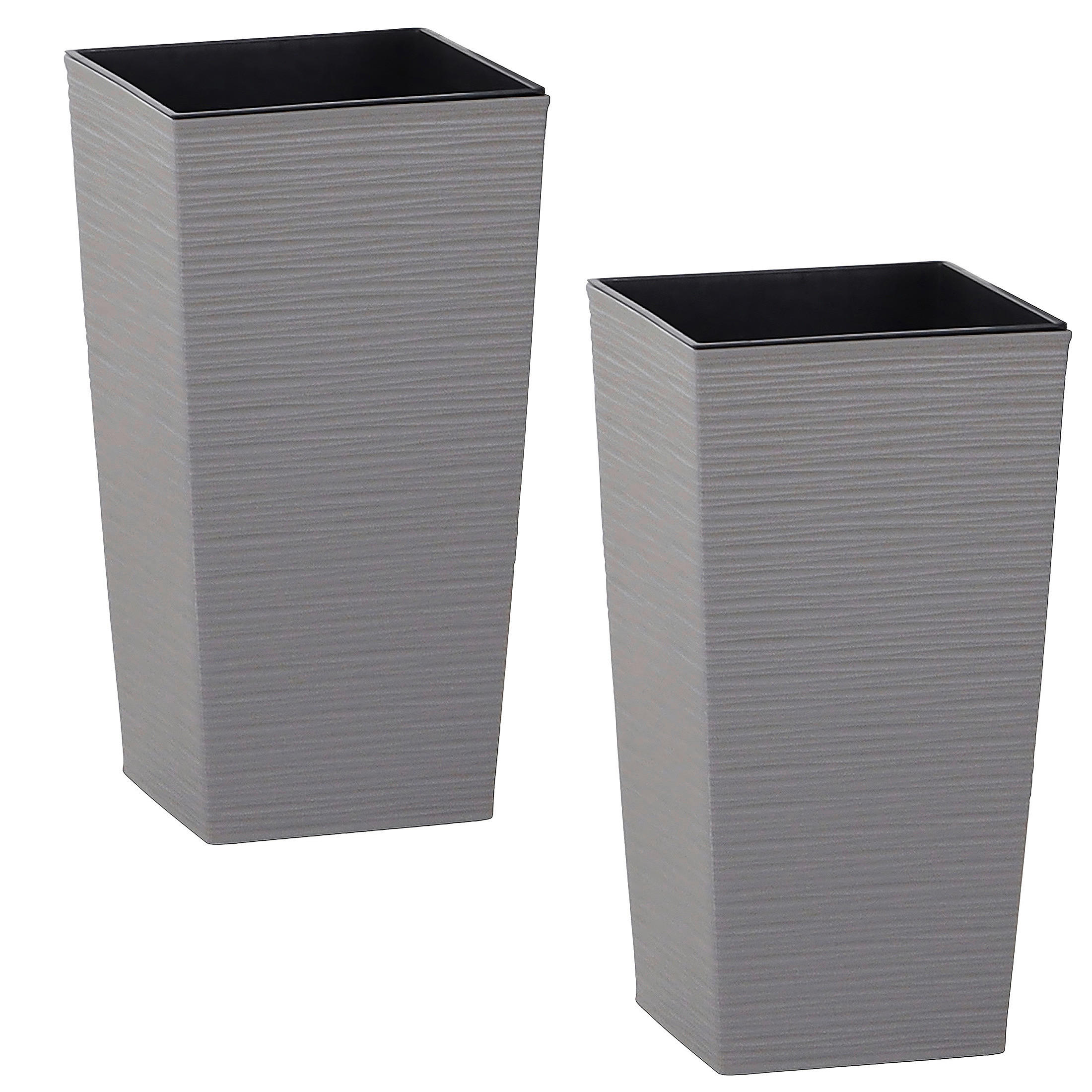 ÜBERTOPF-SET  2-teilig  - Grau, Basics, Kunststoff (25/46,5/25cm) - Siena Garden