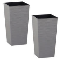 ÜBERTOPF-SET  - Grau, Basics, Kunststoff (25/46,5/25cm) - Siena Garden