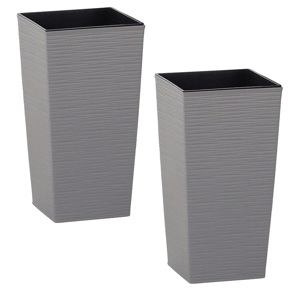 ÜBERTOPF-SET  - Grau, Basics, Kunststoff (25/46,5/25cm) - Siena Garden