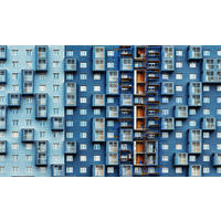 ALUMINIUMBILD Architektur 118/70 cm  - Blau, Design, Kunststoff/Metall (118/70cm) - Wandkraft