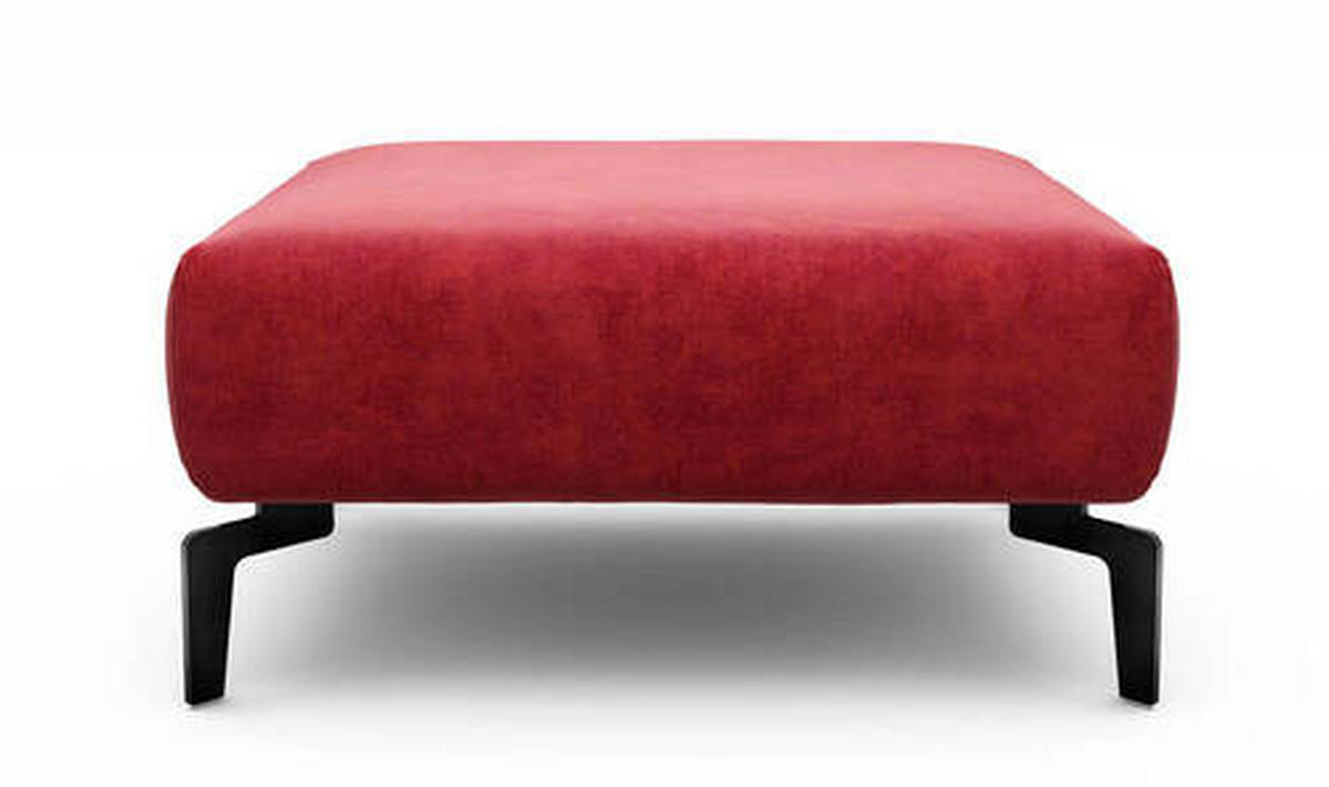 HOCKER in Textil Rot  - Rot/Schwarz, Design, Textil/Metall (90/70/46cm) - SENSOO