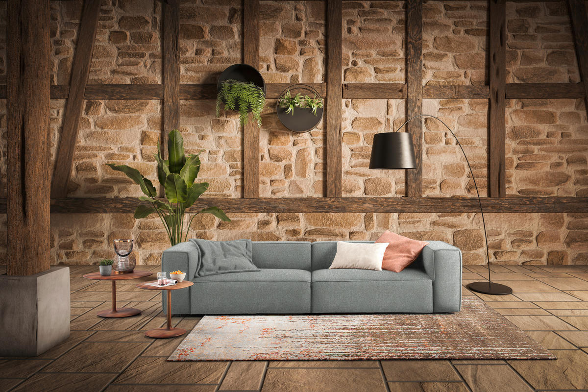 VIERSITZER-SOFA in Chenille Grau  - Schwarz/Grau, Design, Kunststoff/Textil (300/66/104cm) - W.Schillig