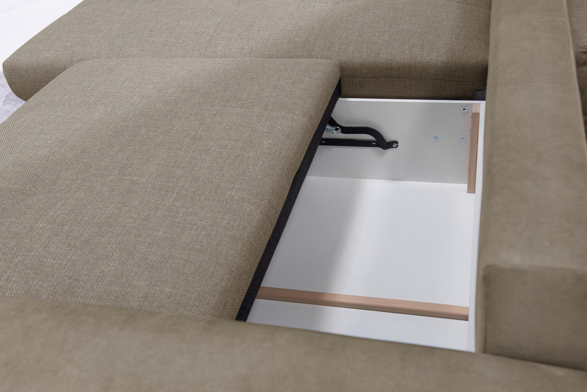 ECKSOFA in Struktur Cappuccino  - Chromfarben/Cappuccino, Design, Textil/Metall (177/269cm) - Livetastic