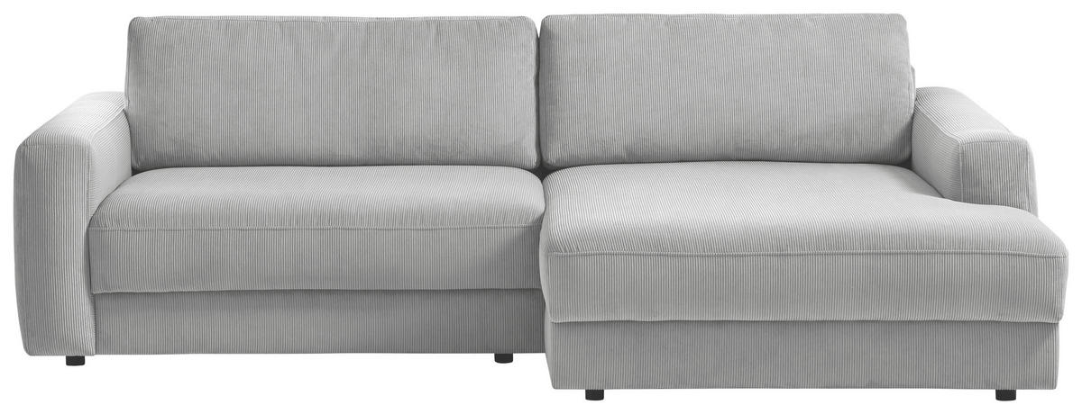 ECKSOFA in Cord Grau  - Schwarz/Grau, Modern, Textil (250/176cm) - Trendmanufaktur
