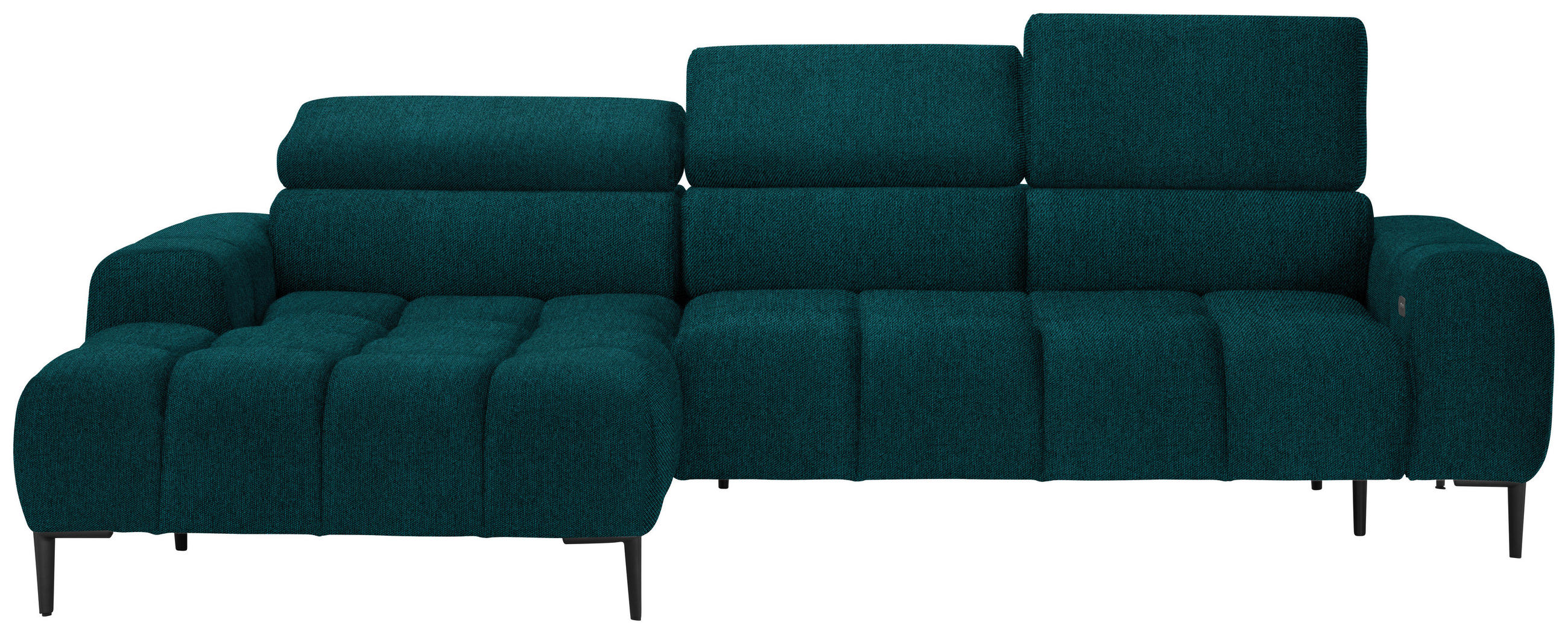 ECKSOFA in Webstoff Petrol  177/270 cm  - Petrol/Schwarz, Design, Textil/Metall (177/270cm) - Welnova