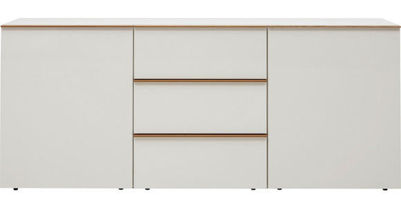 SIDEBOARD Hochglanz, lackiert, matt, Mattlack, Wasserlack Nussbaumfarben, Weiß - Nussbaumfarben/Weiß, Design, Holzwerkstoff (195/81/44cm) - Dieter Knoll