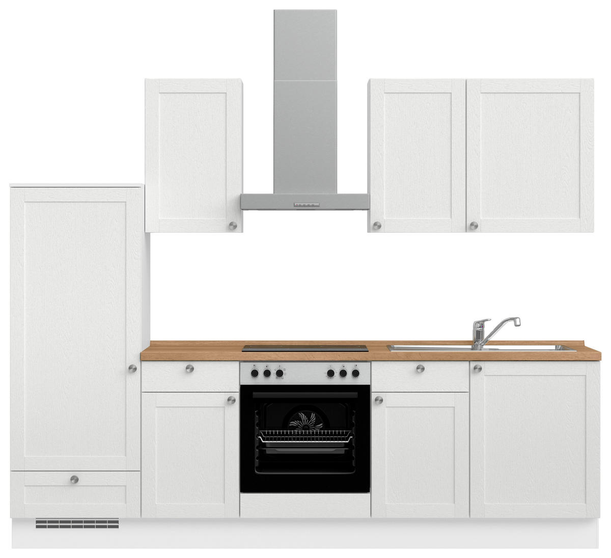 KÜCHENLEERBLOCK Frame 270 cm  in Weiß, Eichefarben  - Edelstahlfarben/Eichefarben, MODERN, Holzwerkstoff/Metall (270cm) - Nobilia