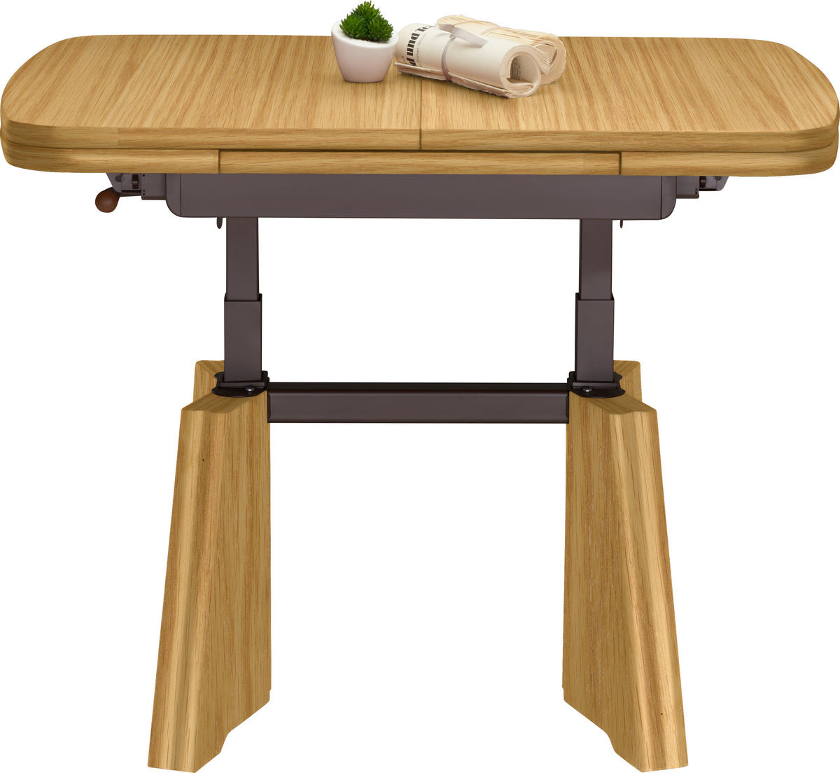 COUCHTISCH in Metall, Holzwerkstoff 90-131/65/56-75 cm  - Eichefarben, Konventionell, Holzwerkstoff/Metall (90-131/65/56-75cm) - Venda