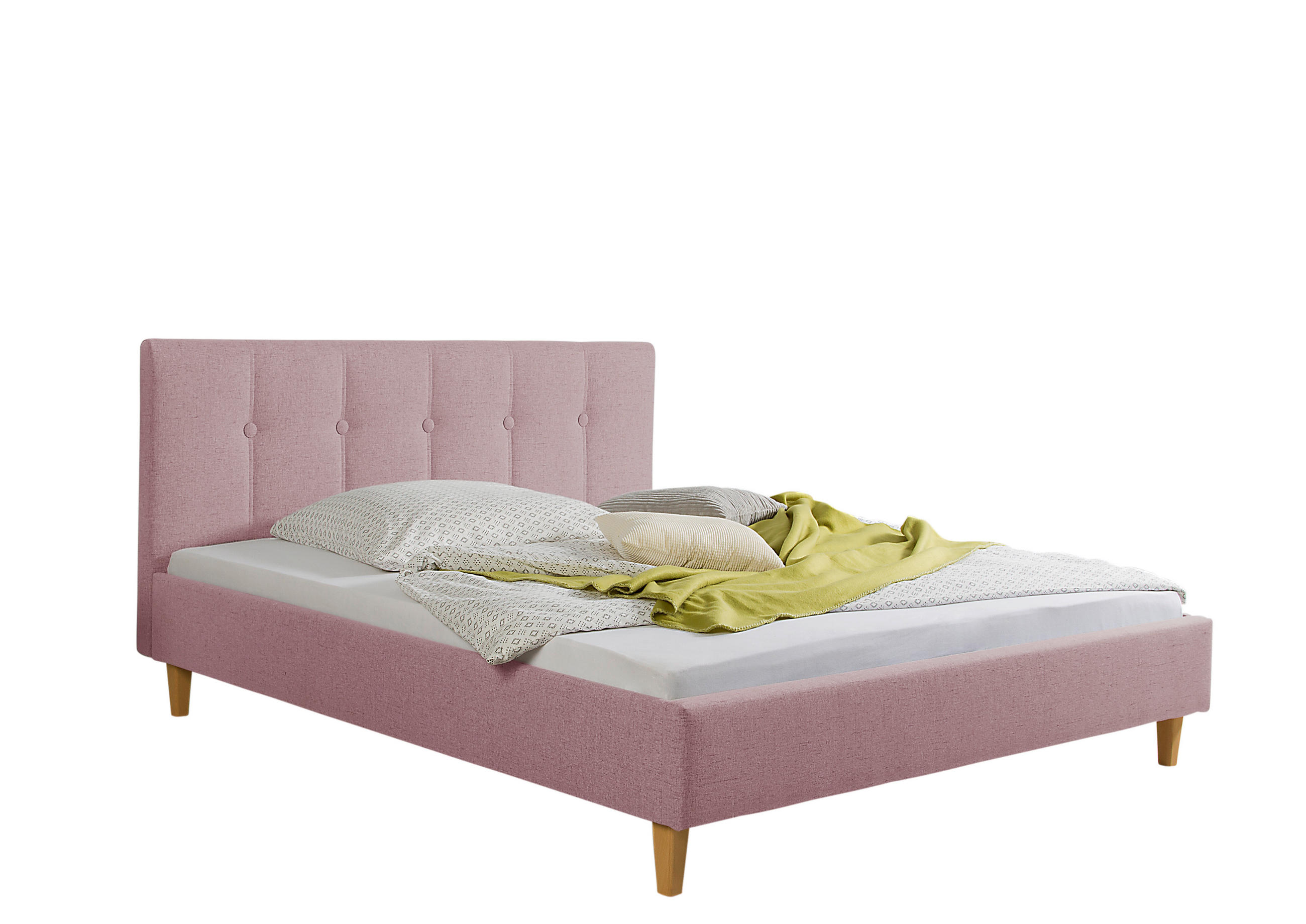 POLSTERBETT  in Rosa,  - Rosa/Naturfarben, MODERN, Holz/Textil (165/99/216cm) - Livetastic