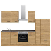 KÜCHENBLOCK 300 cm   in Eichefarben, Schieferfarben  - Schieferfarben/Eichefarben, MODERN, Holzwerkstoff/Metall (300cm) - Nobilia