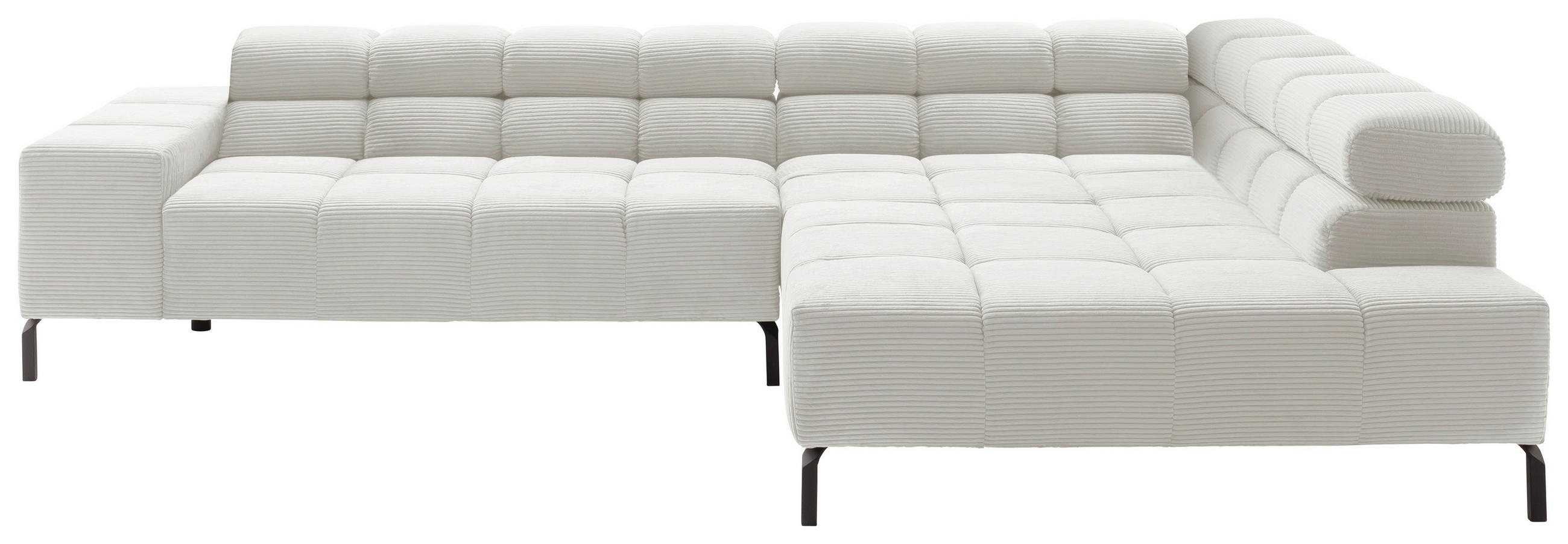 ECKSOFA Weiß Cord  - Schwarz/Weiß, Design, Textil/Metall (321/216cm) - Hom`in