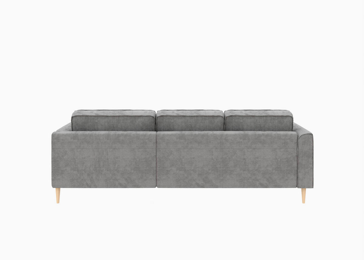 ECKSOFA Cord Grau  - Buchefarben/Grau, Modern, Holz/Textil (232/161cm) - Trendmanufaktur