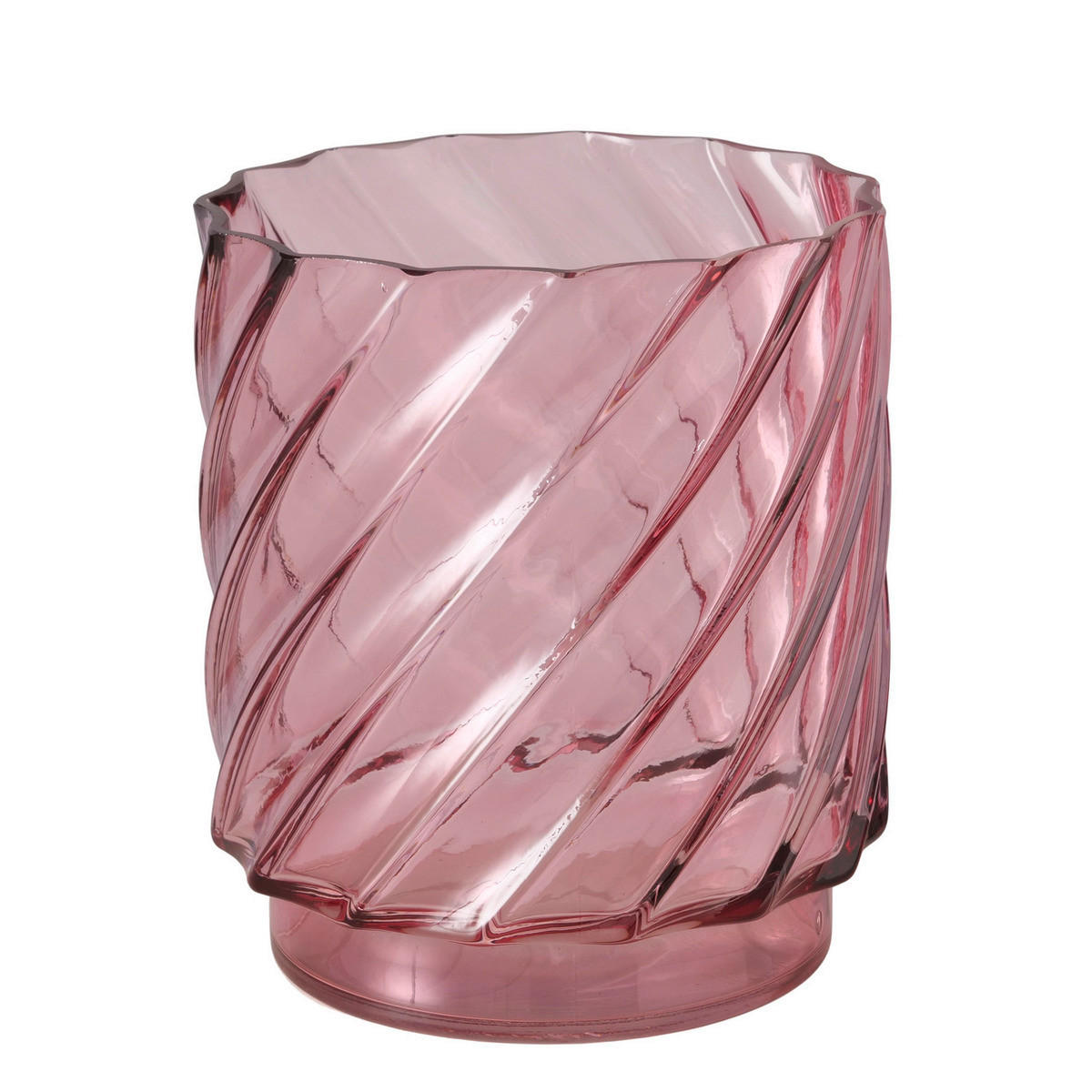 VÁZA, sklo, 20,4 cm - růžová, Basics, sklo (18/18/20,4cm)