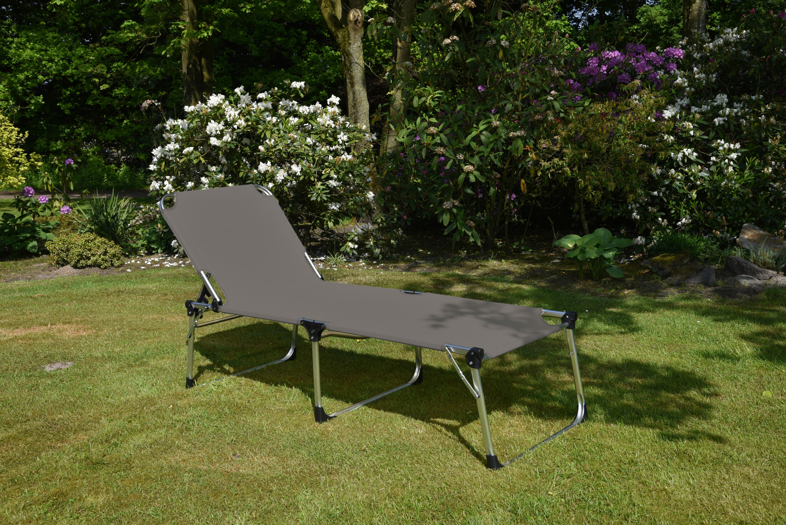 SONNENLIEGE 70/45/214 cm  - Anthrazit/Silberfarben, Basics, Kunststoff/Metall (70/45/214cm) - Gardenson