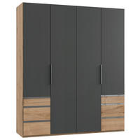 Dulap Cu Uși Rotative, 200/236/58 cm, grafit, culoare lemn stejar - culoare crom/culoare lemn stejar, Modern, material pe bază de lemn (200/236/58cm) - MID.YOU