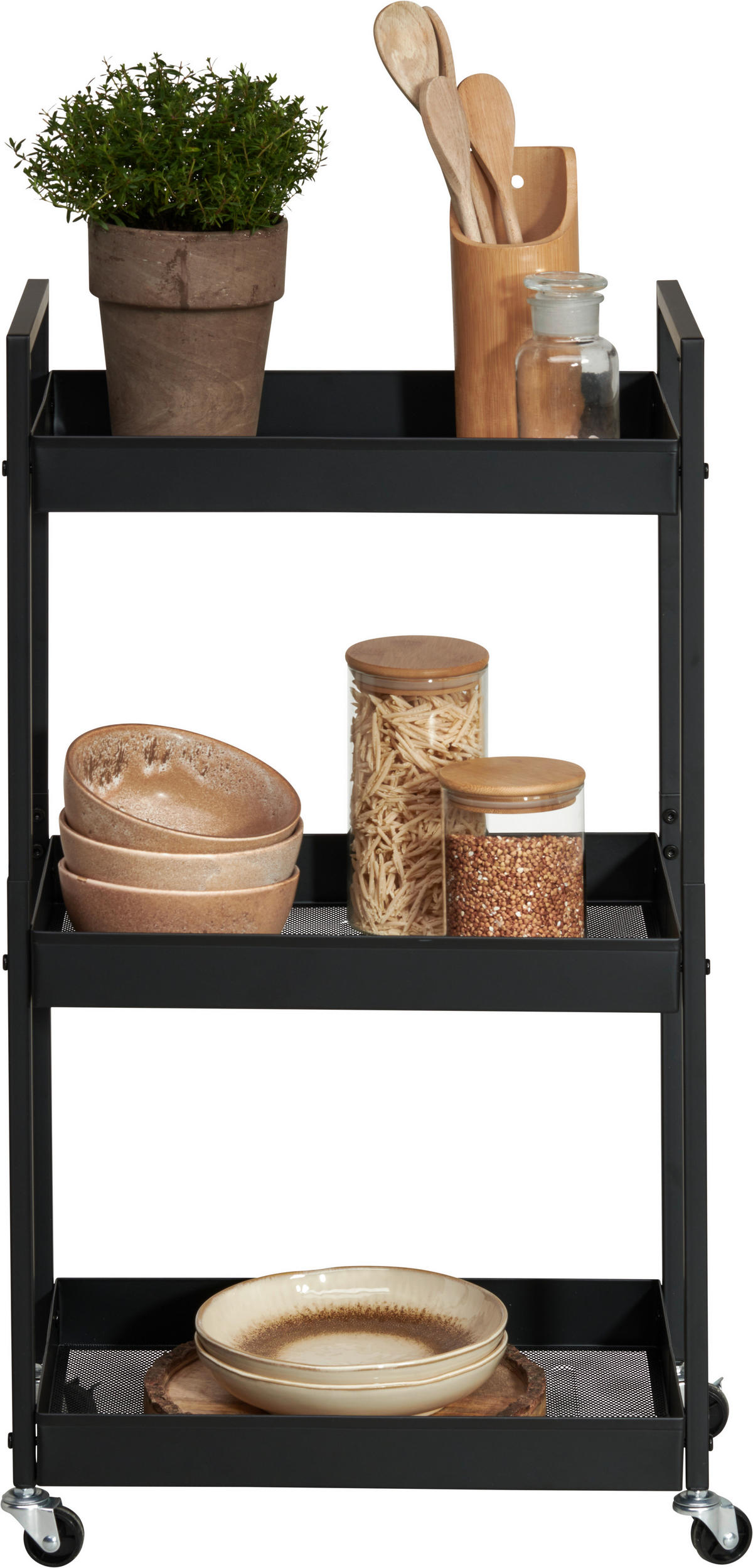 TÁLALÓKOCSI fekete  - fekete, Basics, műanyag/fém (45/30/80cm) - Boxxx