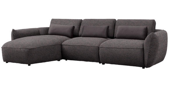 ECKSOFA  in Chenille Dunkelbraun  190/340 cm  - Dunkelbraun/Schwarz, Design, Kunststoff/Textil (190/340cm) - Belluti