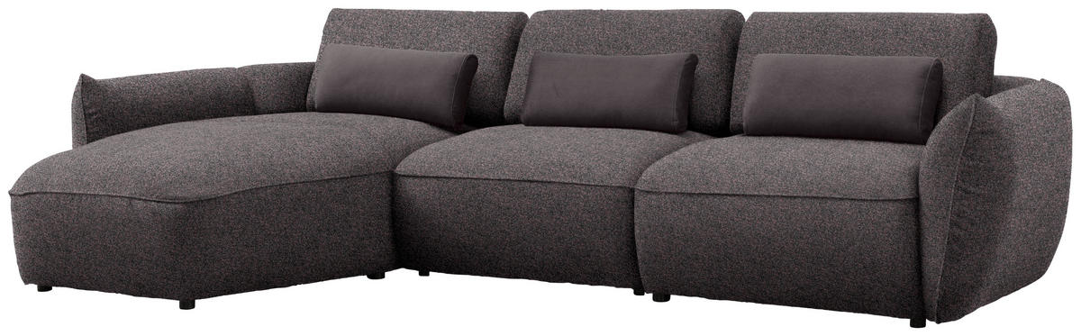 ECKSOFA  in Chenille Dunkelbraun  190/340 cm  - Dunkelbraun/Schwarz, Design, Kunststoff/Textil (190/340cm) - Belluti