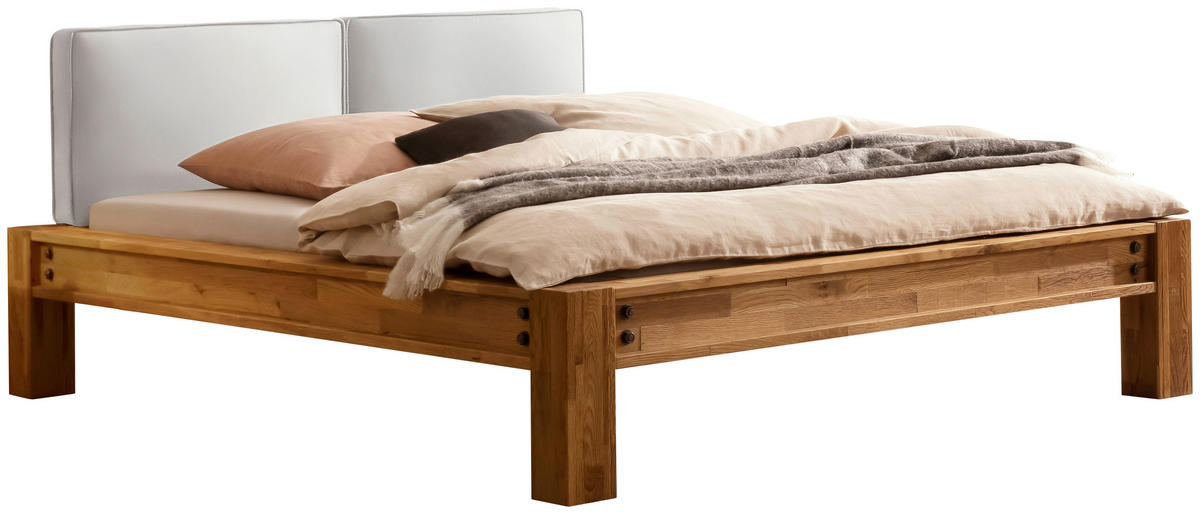 BALKENBETT 140/200 cm  in Weiß, Eichefarben  - Eichefarben/Weiß, Natur, Holz/Textil (140/200cm) - Hasena