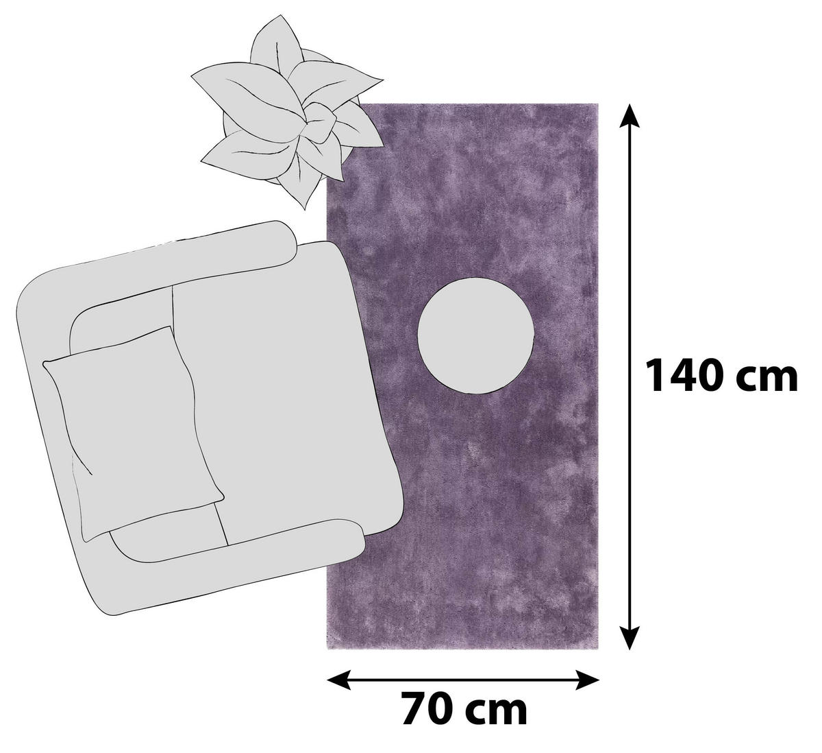 HOCHFLORTEPPICH 70/140 cm Relaxx Lila  - Lila, Basics, Textil (70/140cm) - Esprit