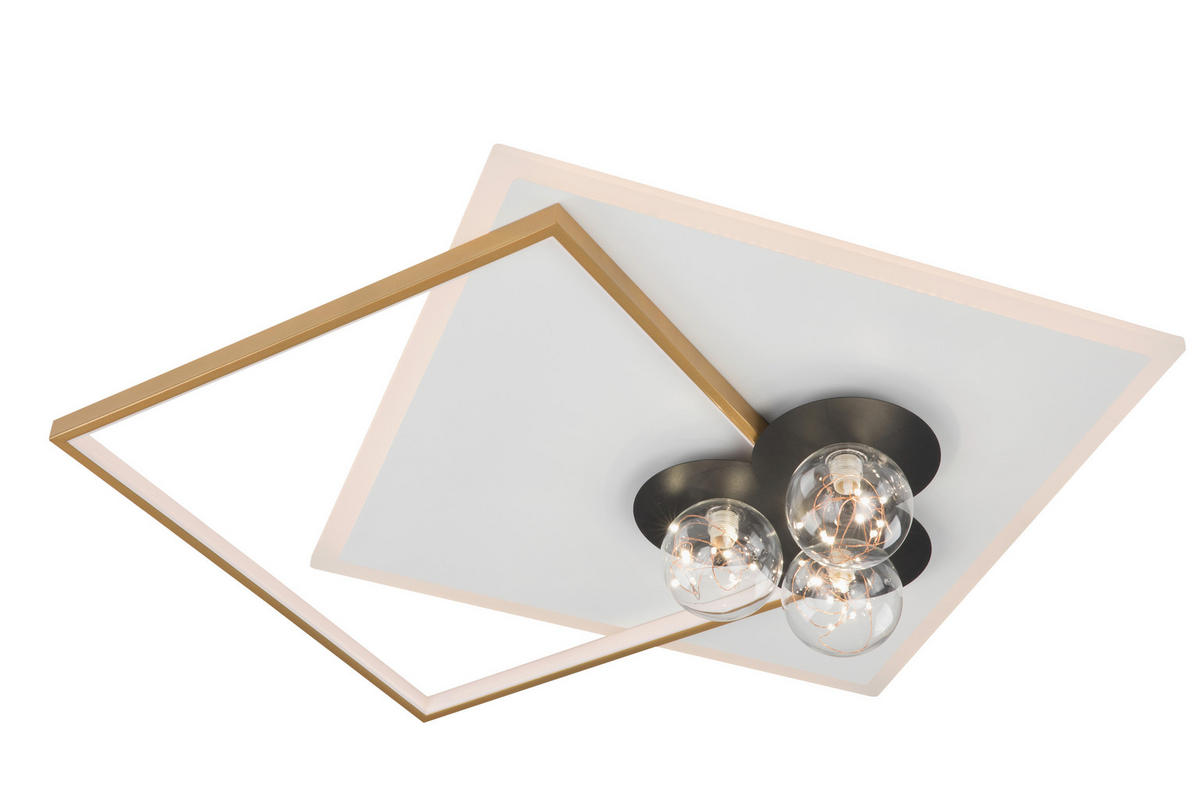 STROPNÉ LED SVIETIDLO, 80/73/15,5 cm - priehľadné/biela, Trend, kov/plast (80/73/15,5cm) - Ambiente