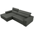 ECKSOFA DUA in Echtleder Anthrazit  170/293 cm  - Chromfarben/Anthrazit, Design, Leder/Metall (170/293cm) - Novel