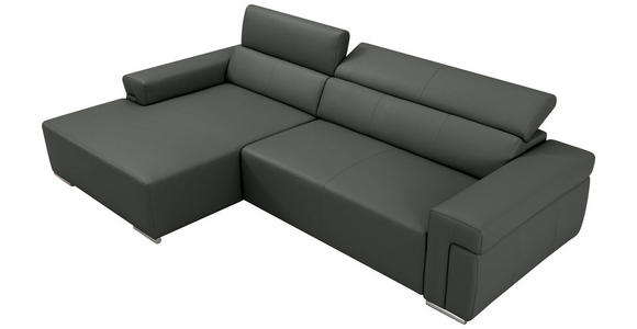 ECKSOFA DUA in Echtleder Anthrazit  170/293 cm  - Chromfarben/Anthrazit, Design, Leder/Metall (170/293cm) - Novel