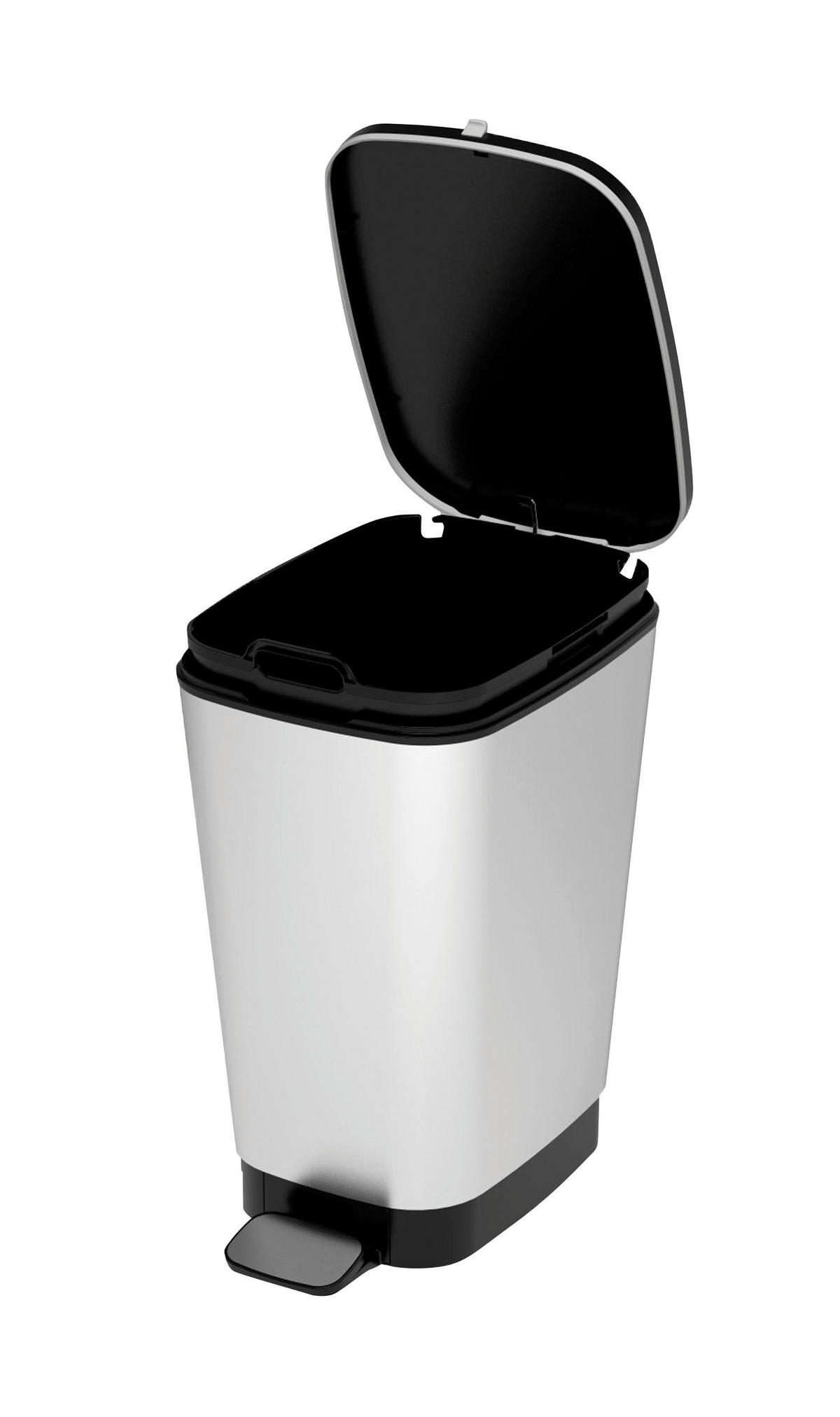 ABFALLEIMER 25 L  - Silberfarben/Schwarz, KONVENTIONELL, Kunststoff (40,5/45/26,5cm)