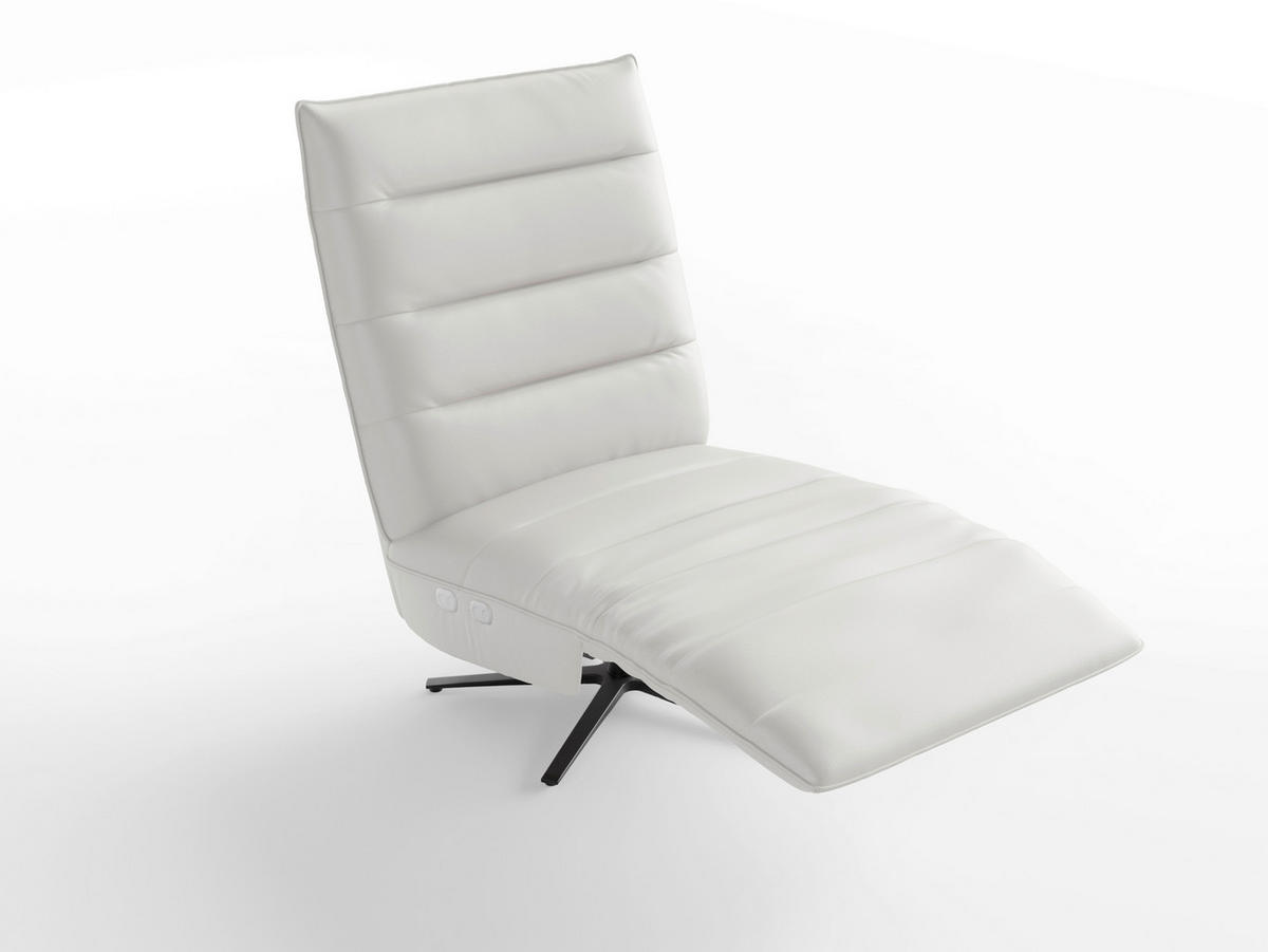 RELAXSESSEL Leder Weiss  - Weiss/Schwarz, Basics, Leder/Metall (80/109/98cm) - Sit & More