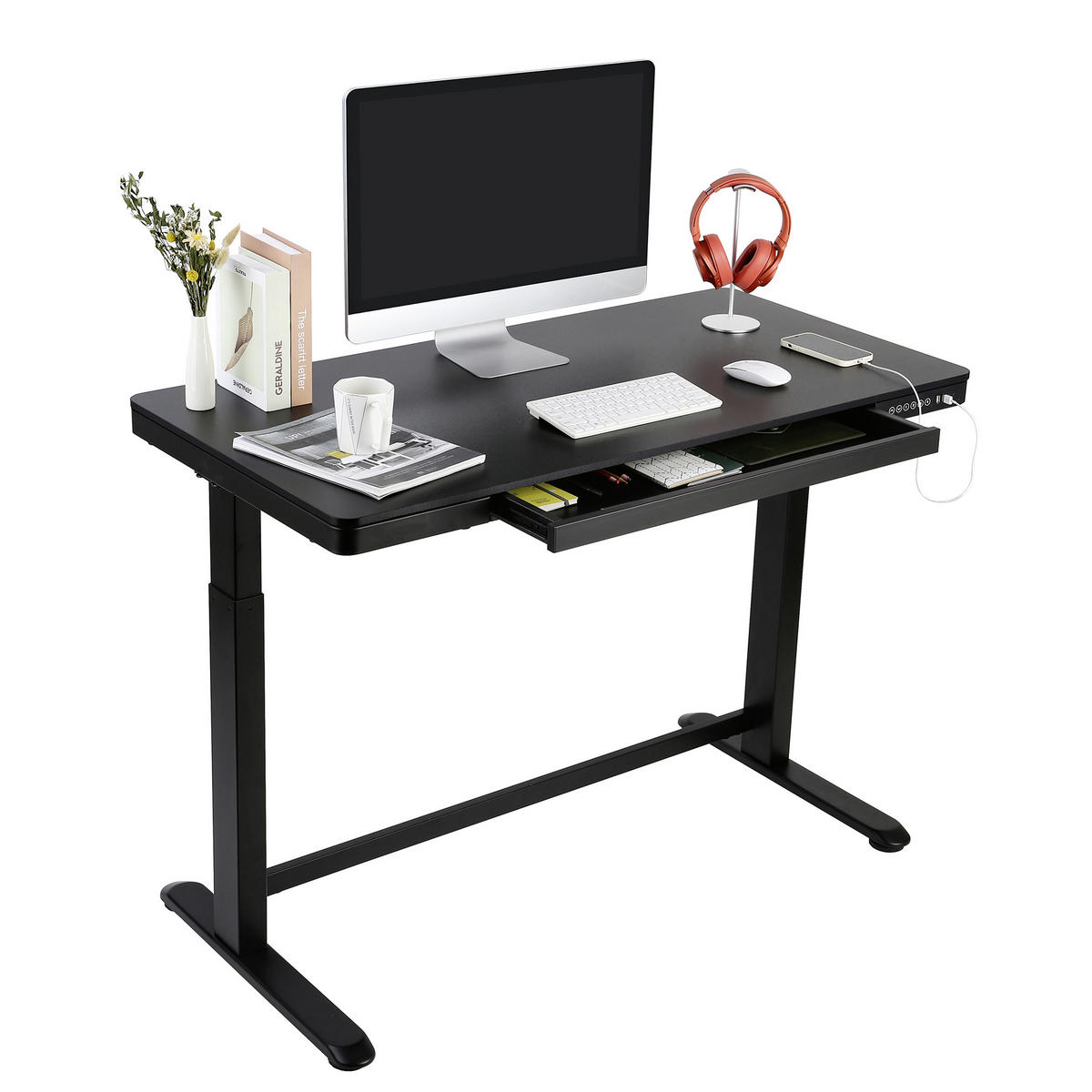 PÍSACÍ STÔL, čierna, 120/60/72 cm - čierna, Modern, kov/kompozitné drevo (120/60/72cm) - Livetastic