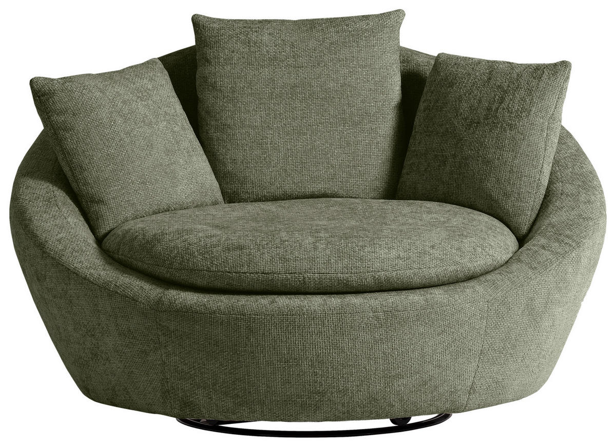 SESSEL Chenille, Webstoff Grün    - Silberfarben/Schwarz, MODERN, Kunststoff/Textil (130/80/112cm) - Trendmanufaktur