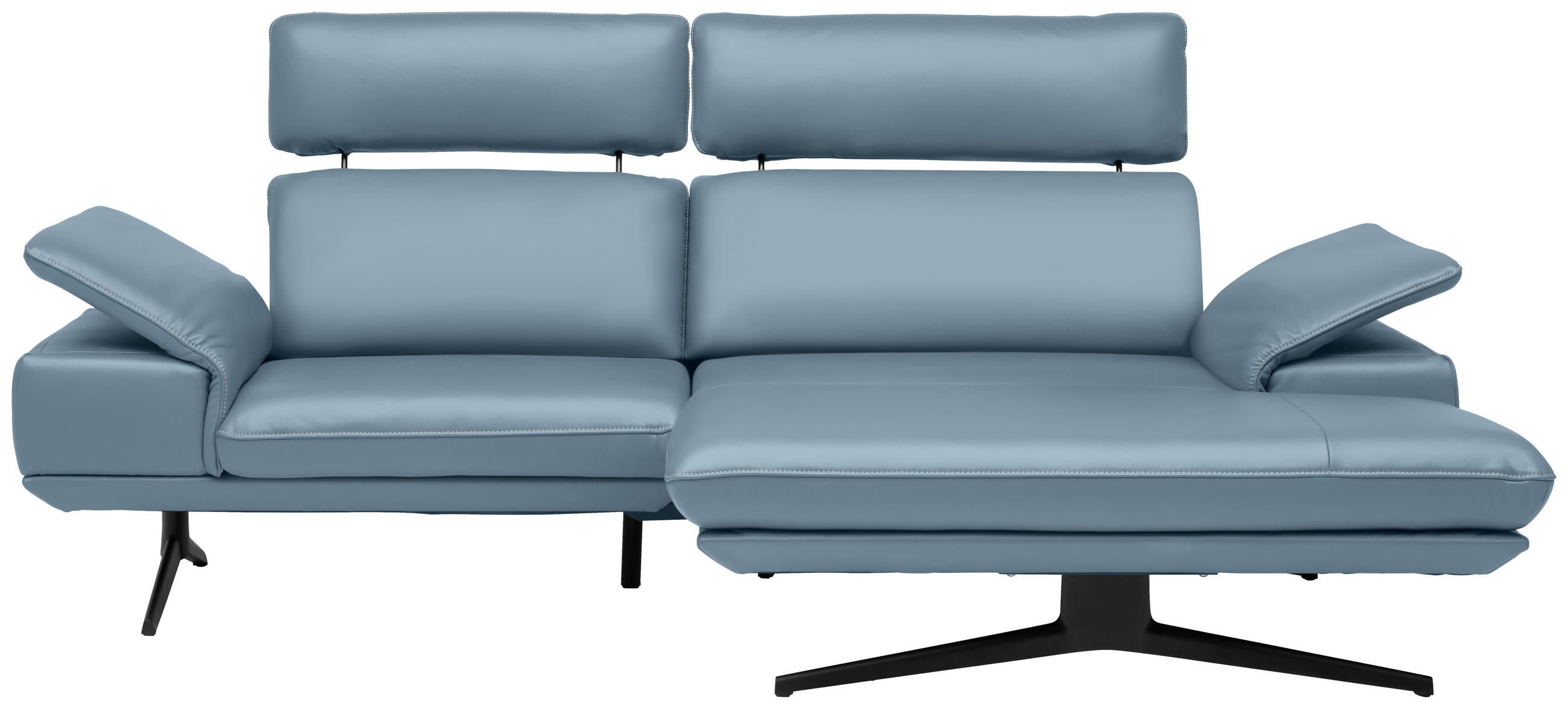 ECKSOFA in Echtleder Blau  239/150 cm  - Blau/Beige, Design, Leder/Metall (239/150cm) - Koinor