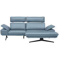 ECKSOFA Echtleder Blau  - Blau/Beige, Design, Leder/Metall (239/150cm) - Koinor