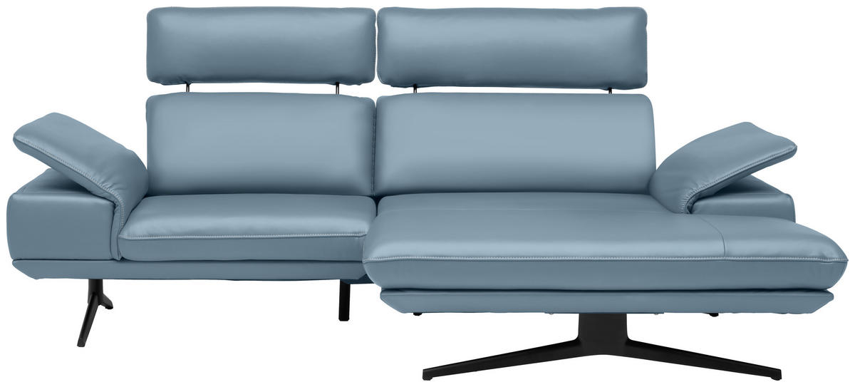 ECKSOFA Echtleder Blau  - Blau/Beige, Design, Leder/Metall (239/150cm) - Koinor