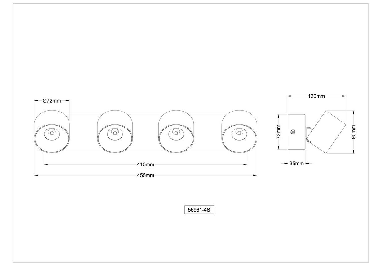 LED-STRAHLER 45.5/7.2/12 cm   - Sandfarben/Weiß, Design, Kunststoff/Metall (45.5/7.2/12cm) - Globo