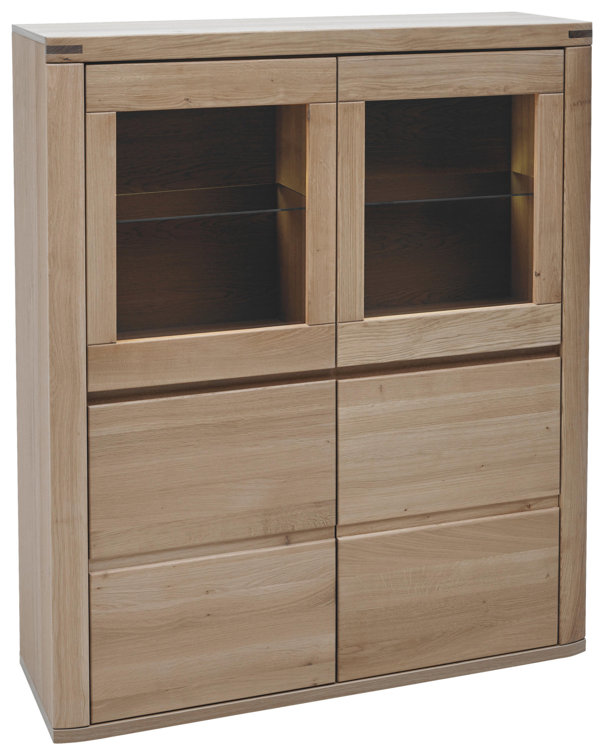HIGHBOARD 118/140/38 cm  in Alteiche  - Alteiche/Grau, KONVENTIONELL, Glas/Holz (118/140/38cm) - Voleo