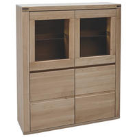 HIGHBOARD Alteiche  118/140/38 cm  - Alteiche/Grau, Konventionell, Glas/Holz (118/140/38cm) - Voleo