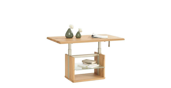 COUCHTISCH Wildeiche massiv ESG 110/65/50-69 cm rechteckig Wildeiche  - Wildeiche, Design, Glas/Holz (110/65/50-69cm) - Venda