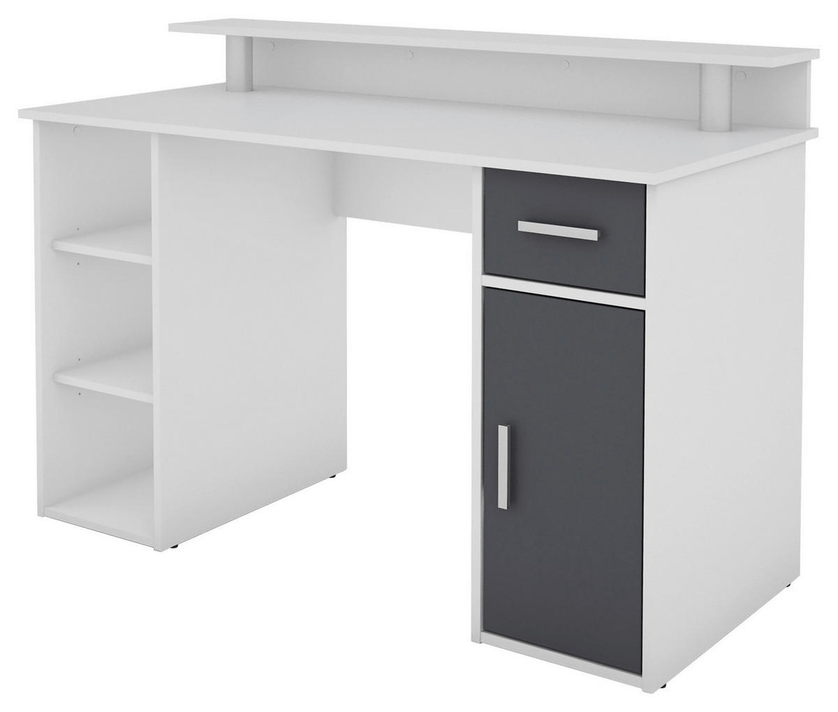SCHREIBTISCH 120/55/88 cm  in Anthrazit, Weiß  - Anthrazit/Silberfarben, LIFESTYLE, Holzwerkstoff/Kunststoff (120/55/88cm) - MID.YOU