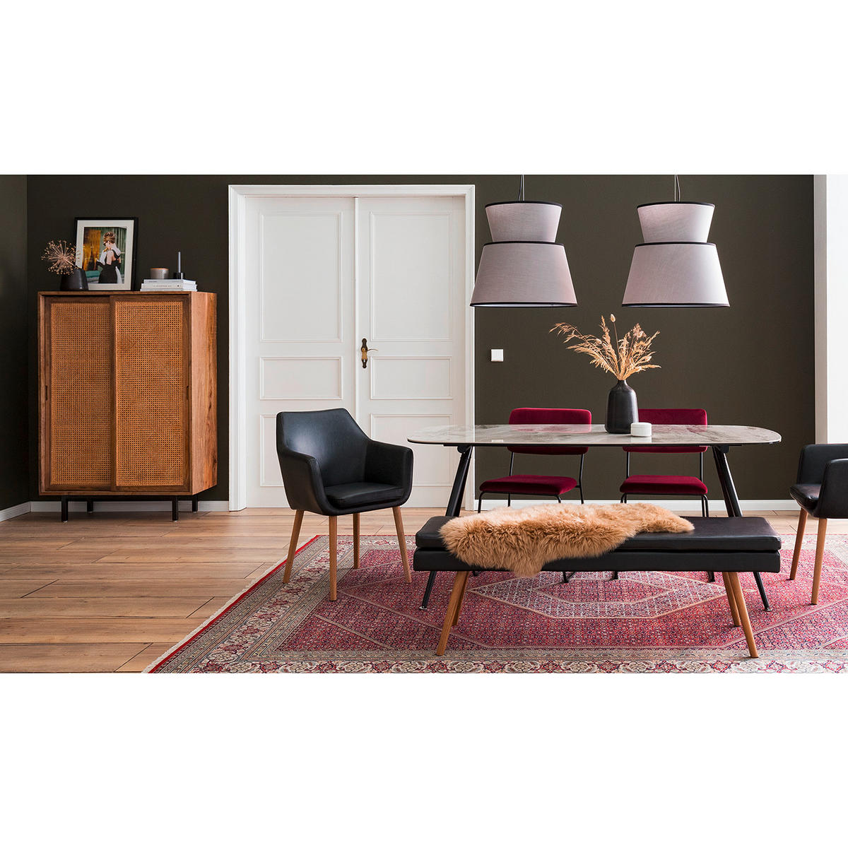 MATBORD i metall, glas, keramik 175/85/75 cm   - svart/grå, Modern, metall/glas (175/85/75cm) - Novel