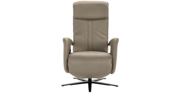 RELAXSESSEL in Leder Greige  - Greige/Schwarz, Design, Leder/Metall (71/112/83cm) - Dieter Knoll